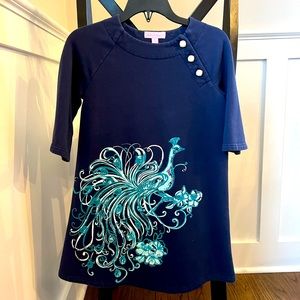 Lilly Pulitzer 3/4 sleeve peacock dress - Girls Size 7